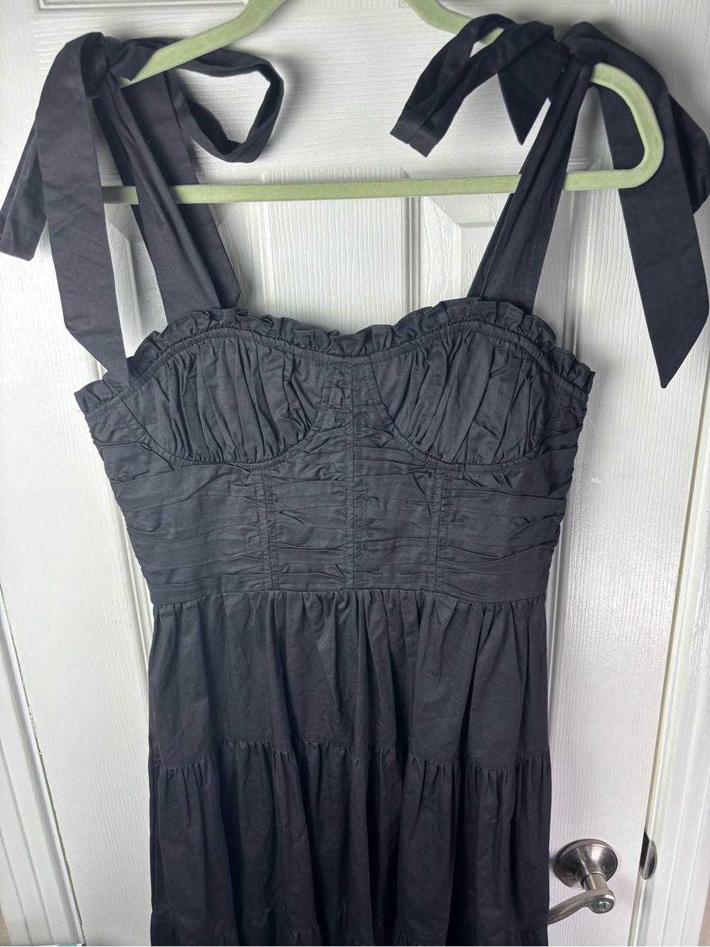 Sofie the Label Black Tie-Shoulder Tiered Midi Dress - Picture 6 of 16